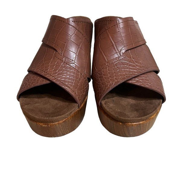 White Mountain Alive Platform Sandal Womens 10M Brown Clog Slip On Shoes - Picture 5 of 10